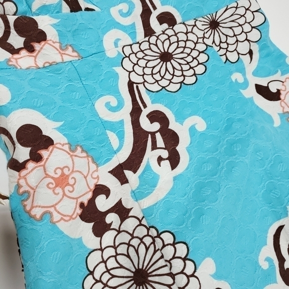 Trina Turk Turquoise Brown Floral Sundress Sz 2 - Picture 4 of 14